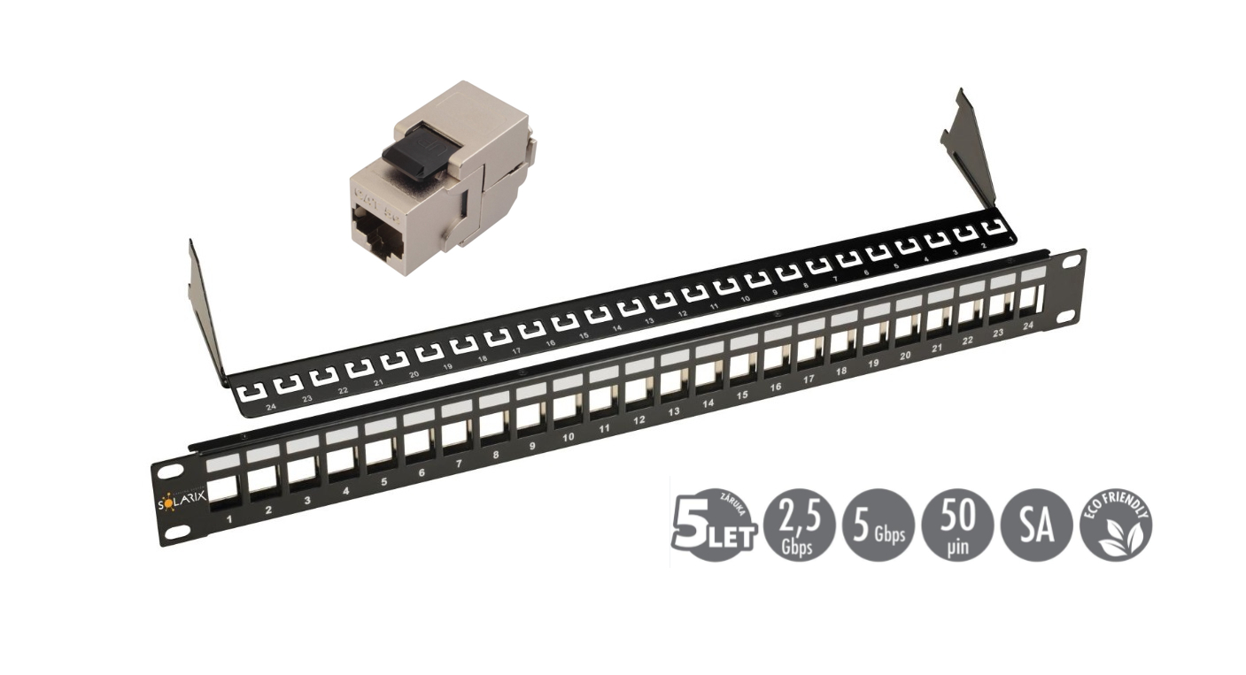 Solarix Patch z 24x SXKJ-5E-STP-BK-SA