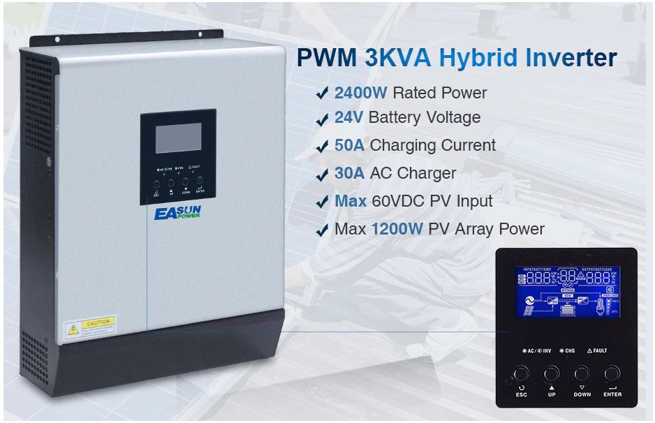 EASun Power Hybrid UPS Solarni 24V 3kVA