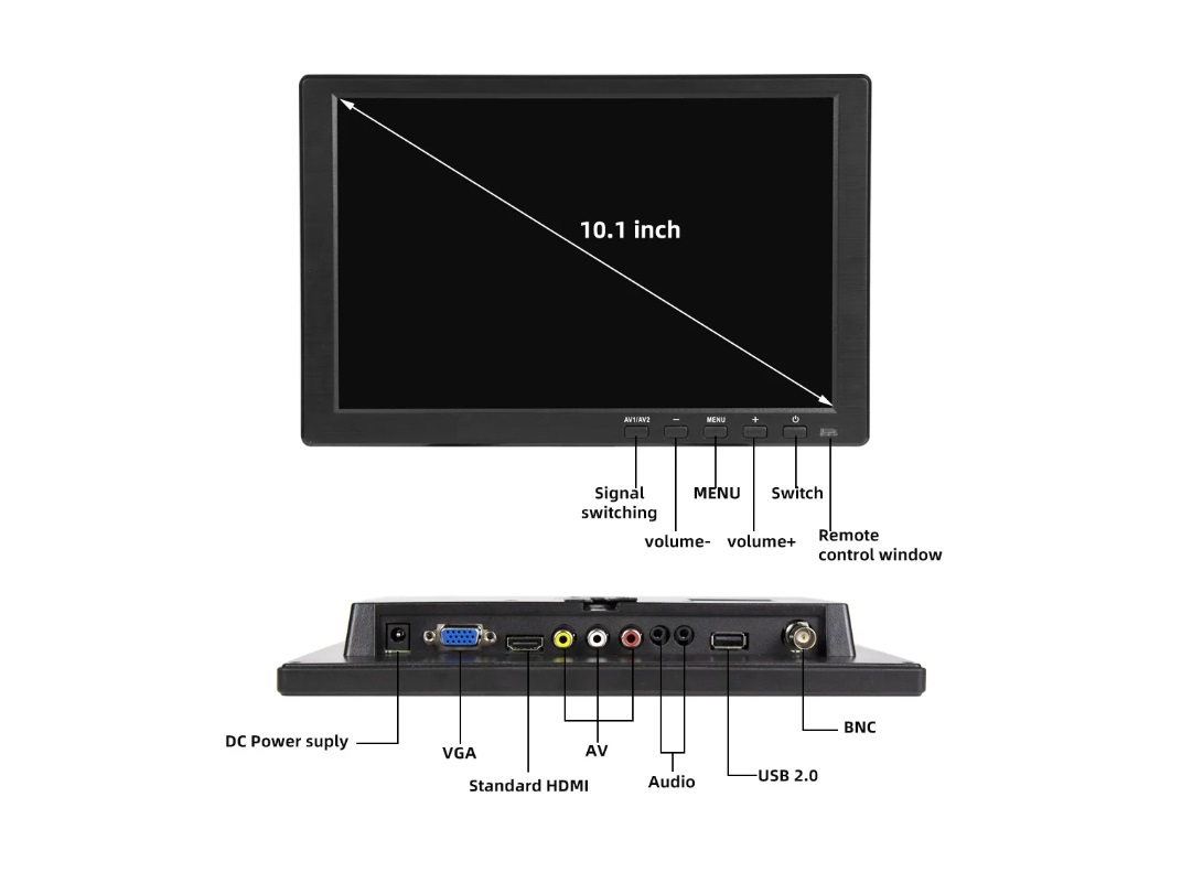 Monitor 10.1" LCD BNC AVI VGA HDMI