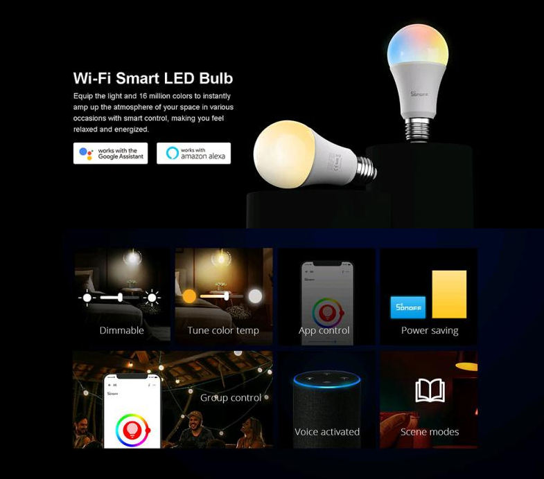 SonOff Smart RGB žarnica 9W E27