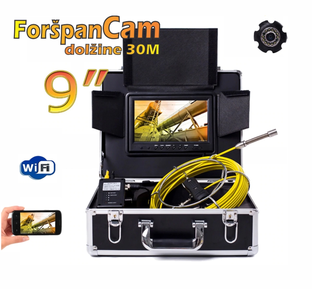 WiFi Video foršpan kamera 9" 50m HD