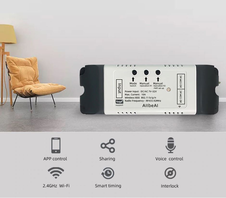 Wifi Smart Motor Stikalo DC7-32V 2CH RF433