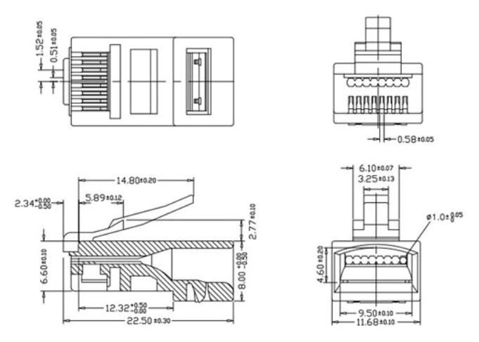 Konektor skozni UTP Cat.5E RJ45 10x 8PIN