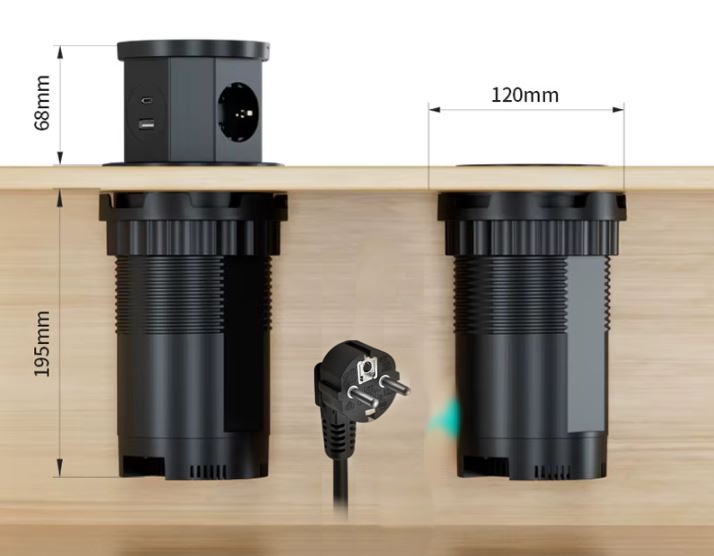 Smart dvižna multi vtičnica 3EU z USB A/C