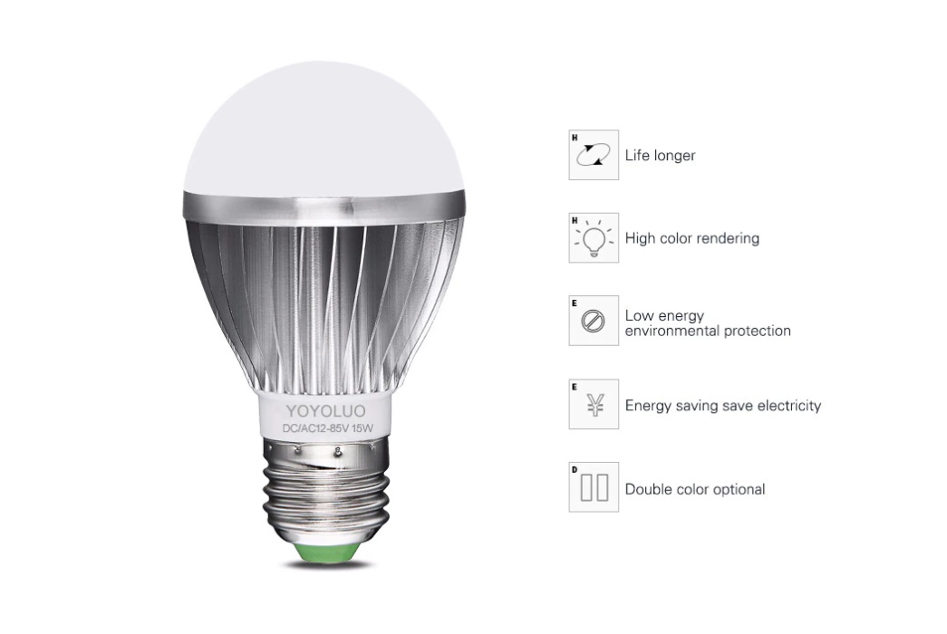 UNI LED žarnica E27 18W AC/DC12V-85V