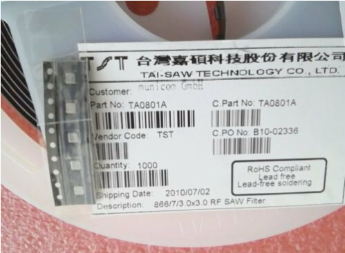 Chip HF-SAW Filter 866.MHz TA0801A