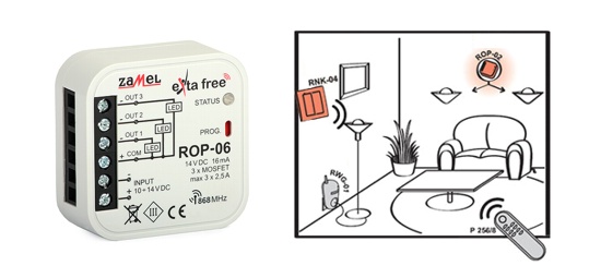 Krmilni rele CH3 LED extra free ROP-06