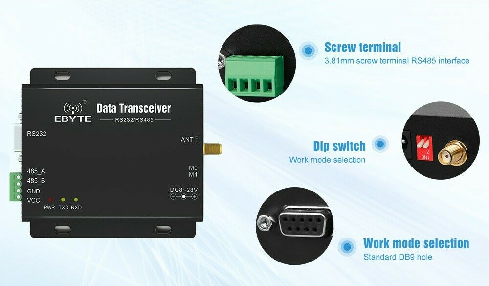 Lora E32-DTU 433MHz Tx/Rx WiFi RS232 RS485