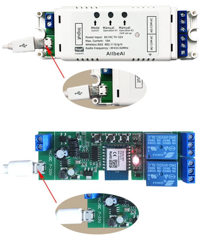 Wifi Smart Motor Stikalo DC7-32V 2CH RF433