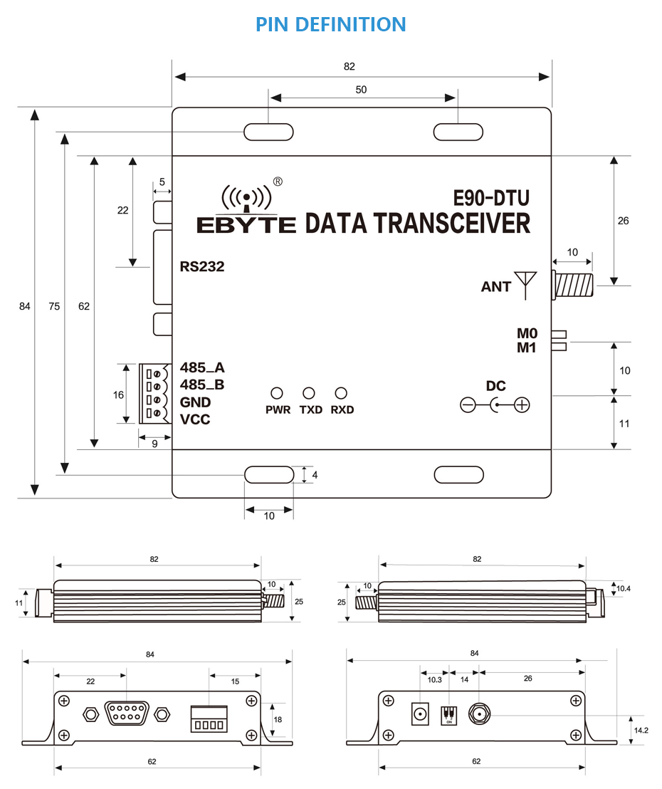 Lora E90-DTU 868MHz WiFi RS232/485 Modul