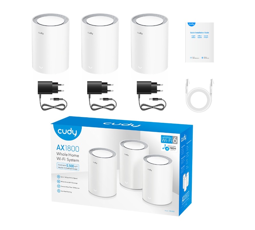 WiFi Cudy M1800 W6 Mesh AX1800 Pack3