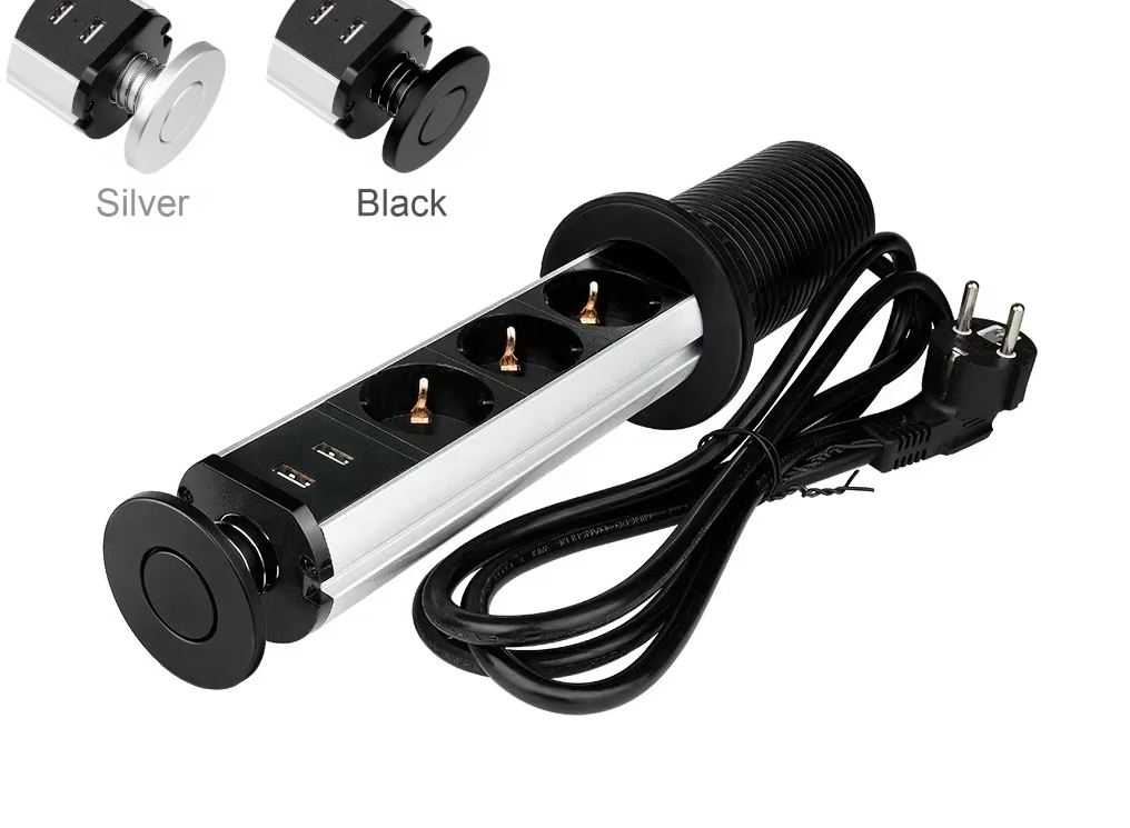 Namizna dvižna vtičnica 3EU z 2USB