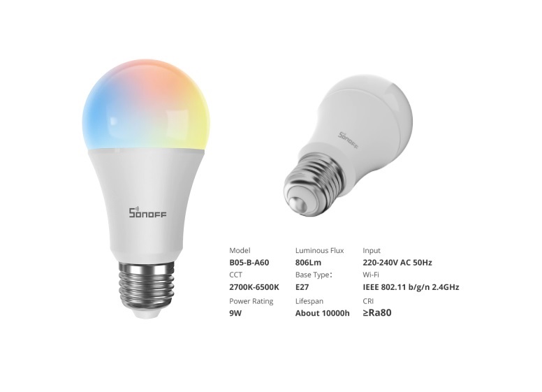SonOff Smart RGB žarnica 9W E27