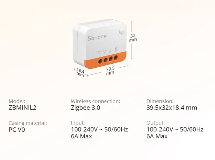 SonOff ZBMINIL2 Zigbee DIY Smart Switch Module